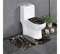 WZYCWB Set di tappetini da bagno, camera da letto, cucina, ad assorbimento rapido dell'acqua, colore: nero e oro