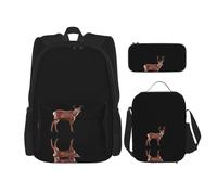 WZYCWB Set di zaino Campus Life (3 pezzi) con cervo rosso che guarda indietro, borsa per la scuola + astuccio + borsa per il pranzo, soddisfa tutte le esigenze quotidiane degli studenti