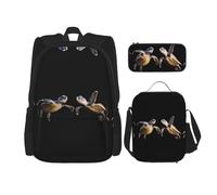WZYCWB Set di zaino da nuoto con tartaruga tropicale (set da 3 pezzi), borsa per la scuola per studenti + astuccio + borsa per il pranzo, zaino di grande capacità
