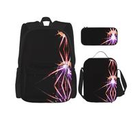 WZYCWB Set di zaino laser a quattro lati (set da 3 pezzi) - borsa per la scuola per studenti + astuccio + borsa per il pranzo, zaino di grande capacità