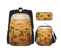 WZYCWB Set di zaino per la raccolta del grano (set da 3 pezzi), borsa per la scuola per studenti + astuccio + borsa per il pranzo, zaino di grande capacità