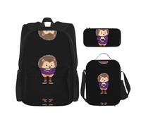 WZYCWB Set di zaino viola con riccio (set da 3 pezzi), borsa per la scuola per studenti + astuccio + borsa per il pranzo, zaino di grande capacità