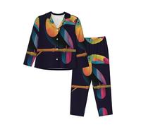 WZYCWB Set pigiama caldo a maniche lunghe con becco di uccello, comodo e caldo abbigliamento da casa per autunno/inverno, Nero , M-3XL