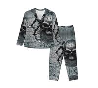 WZYCWB Set pigiama caldo a maniche lunghe con motivo a gocce d'acqua, comodo e caldo, per autunno/inverno, Nero , XXL