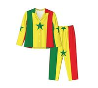 WZYCWB Set pigiama caldo a maniche lunghe con motivo bandiera del Senegal, comodo e caldo, abbigliamento da casa per autunno/inverno, Nero , XL