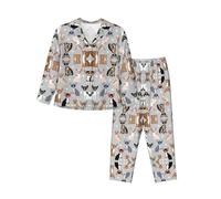 WZYCWB Set pigiama caldo a maniche lunghe con occhiali per cani chihuahua, comodo e caldo, abbigliamento da casa per autunno/inverno, Nero , XXL-3XL