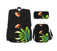 WZYCWB Set zaino Campus Life (3 pezzi) con fiori rivolti verso il sole - borsa per la scuola + astuccio + borsa per il pranzo, soddisfa tutte le esigenze quotidiane degli studenti