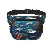 WZYCWB Sharks Under The Sea Marsupio sportivo, alla moda e alla moda, borsa a tracolla leggera da viaggio piccola