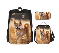 WZYCWB Shiba Inu Campus Life Zaino Set (3 pezzi) - Zaino per la scuola + astuccio + borsa per il pranzo, soddisfa tutte le esigenze quotidiane degli studenti!, Nero, Taglia unica, Nero , Taglia unica