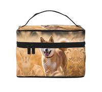 WZYCWB Shiba Inu Grande borsa cosmetica da donna, borsa cosmetica portatile di grande capacità, borsa cosmetica da viaggio per ragazze, nera, taglia unica, nera, taglia unica, Nero , Taglia unica