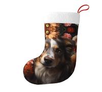 WZYCWB Simpatico cane con fiori Vacanza calzini decorativi 17,7 pollici calzini di stoccaggio