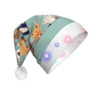 WZYCWB Simpatico cappello da Babbo Natale con animaletti | Cappello di peluche luminoso per Natale, Capodanno ed eventi di festa