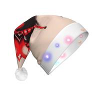 WZYCWB Simpatico cappello da Babbo Natale con ragno rosso | Cappello di peluche luminoso per Natale, Capodanno ed eventi di festa