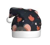 WZYCWB Simpatico cappello di Babbo Natale con motivo con topo, adatto per feste di Natale, feste di Capodanno e spettacoli teatrali.