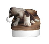 WZYCWB Simpatico cappello di Babbo Natale con motivo cucciolo, adatto per feste di Natale, feste di Capodanno e spettacoli teatrali.