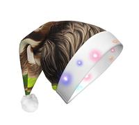 WZYCWB Simpatico cappello di Babbo Natale stampato con bradipo con luci a LED, perfetto per feste di Natale, spettacoli teatrali e feste festive.