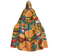 WZYCWB Simpatico mantello con cappuccio per hamburger per adulti, perfetto per feste di Halloween, cosplay, spettacoli teatrali e riunioni a tema.