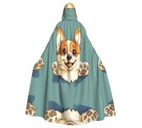 WZYCWB Simpatico mantello con stampa Corgi per adulti, mantello con cappuccio per Halloween, unisex, per Halloween, carnevale, feste in maschera, giochi di ruolo
