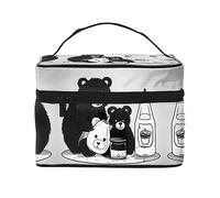 WZYCWB Simpatico orsetto per bottiglie di latte grande borsa cosmetica per donne, borsa cosmetica portatile di grande capacità, borsa cosmetica da viaggio per ragazze, nera, taglia unica, nera, taglia