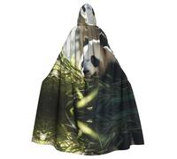 WZYCWB Simpatico panda che mangia bambù mantello con cappuccio, accappatoio costume cosplay per uomini e donne, costume da gioco di ruolo per adulti di Halloween