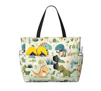 WZYCWB Simpatico piccolo dinosauro bambino stampato borsa da viaggio spiaggia per nuoto e fitness/supermercato shopping/vacanza al mare