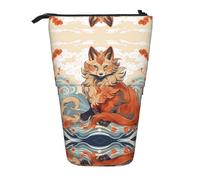 WZYCWB Sitting Fox - Contenitore retrattile per penne, pennelli da trucco o portamonete con coulisse.