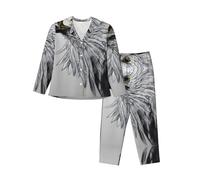 WZYCWB Sketching an eagle - Pigiama caldo a maniche lunghe, comodo e caldo, per autunno/inverno, Nero , L