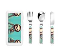 WZYCWB slothful Studente Modello Stoviglie Set 3 Pezzi Set Asilo Stoviglie Picnic Outdoor Stoviglie Portatile