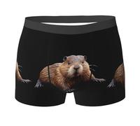 WZYCWB Smart Beaver - Boxer da uomo con stampa, traspirante e ad asciugatura rapida, multiplo (S-XXL), Nero, L