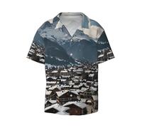 WZYCWB Snow-Capped Mountains - Camicia a maniche corte da uomo, casual, con bottoni, abbigliamento da spiaggia per vacanze, Nero, 4XL
