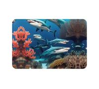 WZYCWB Sottomarino Shark Coral stampato Welcome Mat - 40,6 x 61 cm - Tappetino assorbente per porta del bagno e della cucina