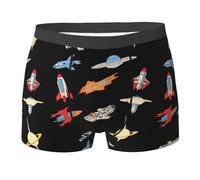 WZYCWB Spaceship Boxer da uomo (S-XXL) - tessuto elastico leggero, traspirante, assorbe il sudore, free stretch, Nero, XL