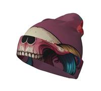 WZYCWB Spider Skull Sheep Cartoon Questo cappello lavorato a maglia per adulti presenta un berretto stampato perfetto per l'autunno e l'inverno fornendo calore e comfort nero