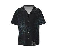 WZYCWB Spider Web - Camicia a maniche corte da uomo, casual, con bottoni, per vacanze e spiaggia, nero, XL