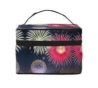 WZYCWB Splendid Fireworks Grande borsa cosmetica da donna, borsa cosmetica portatile di grande capacità, borsa cosmetica da viaggio per ragazze, nera, taglia unica, nera, taglia unica, Nero , Taglia