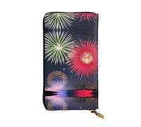 WZYCWB Splendid Fireworks Portafoglio in pelle, scomparto con cerniera grande capacità, buon regalo per gli amici, pochette lunga 19,1 x 10,4 cm, nero, taglia unica, nero, taglia unica, Nero , Taglia