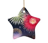 WZYCWB Splendido ciondolo in ceramica a forma di stella a forma di fuochi d'artificio, perfetto per decorare l'albero di Natale in casa per feste invernali, Misura unica, Ceramica
