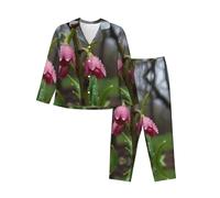 WZYCWB Spring buds After Rain - Pigiama da donna a maniche lunghe, 2 pezzi, morbido e caldo, per autunno e inverno, Nero , XL
