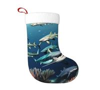 WZYCWB Squali sotto il mare Stampe calze natalizie, appese al caminetto, sono perfette per contenere regali e dolci.