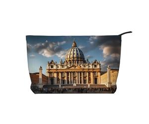 WZYCWB St Peter's Basilica - Borsa per cosmetici in velluto a coste, da donna, portatile, con cerniera, adatta per viaggi e conservazione quotidiana, cosmetici