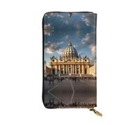 WZYCWB St Peter's Basilica Portafoglio in pelle, scomparto con cerniera grande capacità, ottimo regalo per gli amici, pochette lunga 19,1 x 10,4 cm, nero, taglia unica, nero, taglia unica, Nero