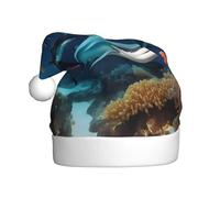 WZYCWB Stampa di cappelli di Babbo Natale in corallo di squalo sottomarino, ideali per la vigilia di Natale, Capodanno e feste di festa, decorazioni festive