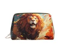 WZYCWB Steampunk Gear - Borsa cosmetica da donna, in pelle stampata, elegante, morbida, durevole, Leone in piedi, Taglia unica