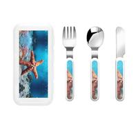 WZYCWB Stella marina nel mare Set da tavola Set 3 pezzi Set asilo Stoviglie Picnic all'aperto Stoviglie portatili