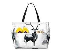 WZYCWB Strana antilope Borsa da viaggio stampata da spiaggia per nuoto e fitness/shopping al supermercato/vacanza al mare