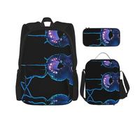 WZYCWB Strange Creature Campus Life Zaino Set (3 pezzi) - Zaino per la scuola + astuccio + borsa per il pranzo, soddisfa tutte le esigenze quotidiane degli studenti