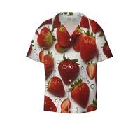 WZYCWB Strawberries - Camicia a maniche corte da uomo, casual, con bottoni, per vacanze e spiaggia, nero, XL
