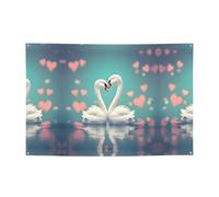 WZYCWB Striscione natalizio con motivo "The Swan in Love", 119,4 x 180,3 cm, adatto per Halloween, Natale, feste, riunioni, ecc.