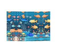 WZYCWB Striscione per feste blu subacqueo con motivo mondo di pesce, 119,4 x 180,3 cm, adatto per Halloween, Natale, feste, riunioni, ecc.