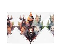 WZYCWB Striscione per feste con lupi e renne per compleanni, canti natalizi, lauree e anniversari.